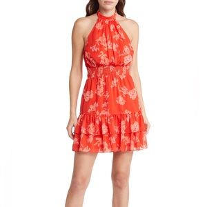 XXS floral halter dress - chelsea28 orange and red